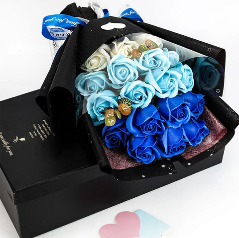 Hand Made Artificial 18 heads Rose Flowers Bouquet Gift Box Home Decoration Creative Valentine Birthday Party Graduation Gifts