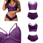 Women Sexy Lingerie Thongs Women's Underwear Set Woman 2 Pieces Fancy Lace Transparent Bra Erotic Pushup  Exotic Lingerie