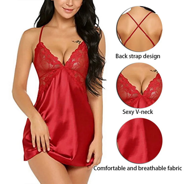 New Sexy Exotic Sets Women Temptation Thin Lingerie Dress with Garters See Through Lingerie Set Lace Exotic Costumes Babydolls