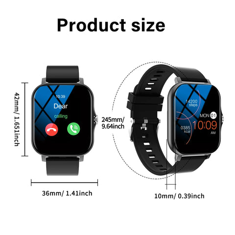 Bluetooth Smart Watch for Android with Touch Dial Sports Music Fitness Tracker Short Eye-Catching Design