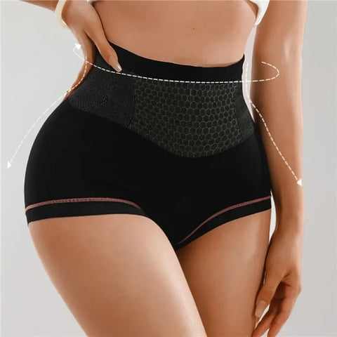 High Waist Women Panties Flat Belly Shaping Briefs Breathable Mesh Transparent Knickers Tummy Hip Lift Underpants