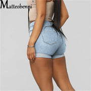 High Waist Crimping Hip Lift Women's Short Jeans Summer Stretch Denim Push Up Vintage Street Shorts Casual Fashion