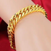 12MM 24K Pure Gold Color Bracelets for Men Women Chain Bracelet Bangles Wristband African Gold Jewelry