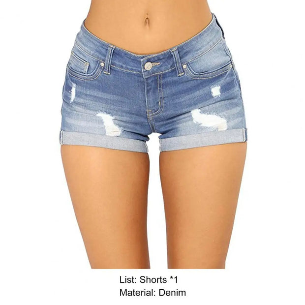 Fabulous Short Jeans Pure Colors Denim Shorts Button Simple Denim Shorts  Slim Fit