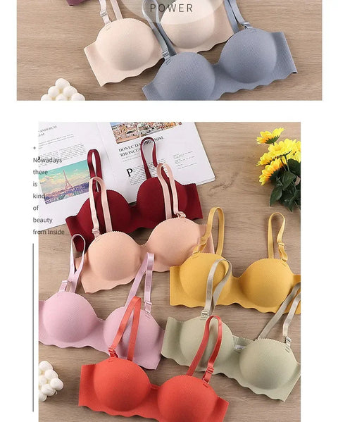 Seamless Sexy Bras Push Up Wireless Lingerie One-pieces Gather Convertible Straps Underwear for Women Solid Color