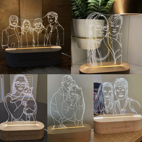 Dropshipp Personalized 3D Photo Lamp Engraving Base Custom Valentine's Day Anniversary Birthday Christmas 3D Night Lights Gifts