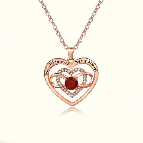 Luxury Red Zircon Pendant Necklaces For Girlfriend Women I Love You For Always And Forever Gifts 2024 Trendy Wedding Jewelry