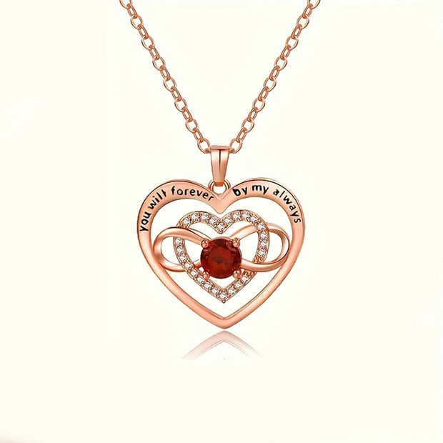 Luxury Red Zircon Pendant Necklaces For Girlfriend Women I Love You For Always And Forever Gifts 2024 Trendy Wedding Jewelry