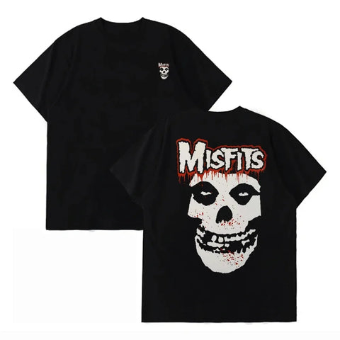 Punk Skull Misfits Band Graphic T-Shirt Unisex Short Sleeve 100% Cotton Cool Design Streetwear Top for Men