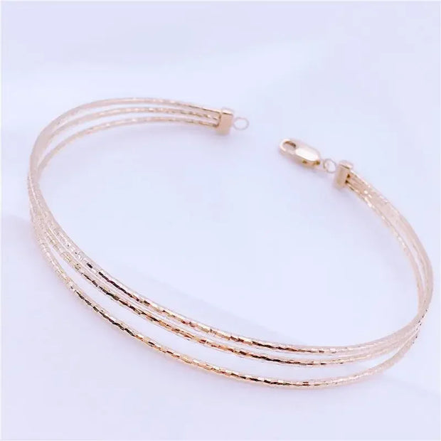 Plated 14K Rose Gold Three-layer Charm Bracelet Fashion Classic Creative Wedding Jewelry Women Accessories