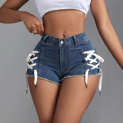 fashion slim-fit strap elastic denim shorts jeans women