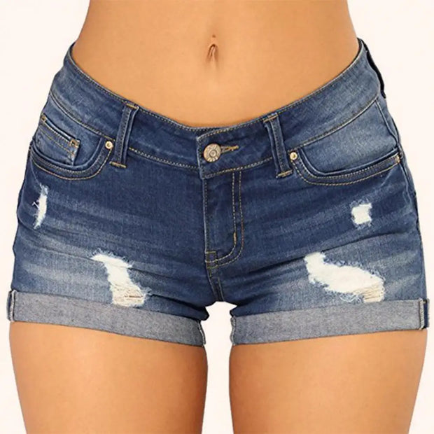 Fabulous Short Jeans Pure Colors Denim Shorts Button Simple Denim Shorts  Slim Fit