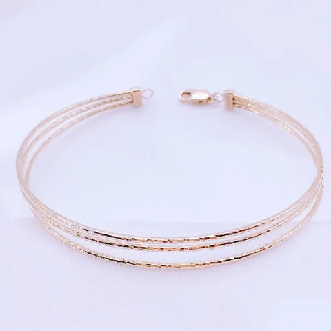 Plated 14K Rose Gold Three-layer Charm Bracelet Fashion Classic Creative Wedding Jewelry Women Accessories