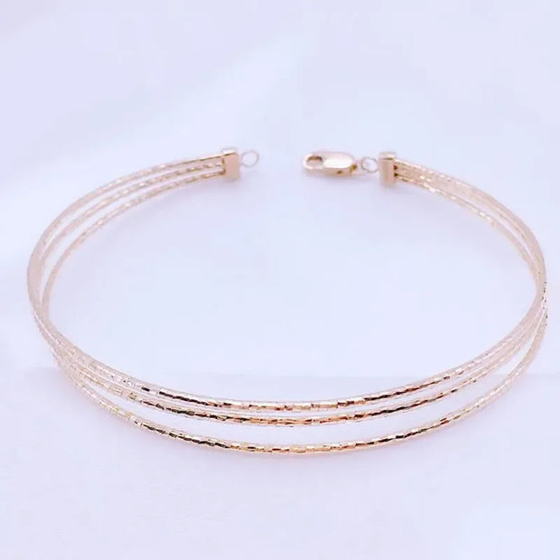 Plated 14K Rose Gold Three-layer Charm Bracelet Fashion Classic Creative Wedding Jewelry Women Accessories