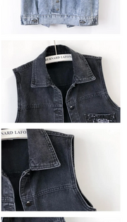 2024 Fashion Design Women's Denim Vest Sequins Waistcoat Korean Style Leeveless Jacket for Summer Autumn Season