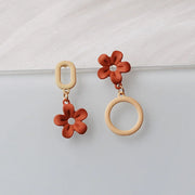 Asymmetric Flower Drop Earrings for Women Fashion Geometry Round Oval Dangle Earrings Sweet Party Daisy Jewelry Ear Accessories