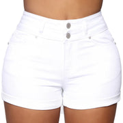 2023 Summer Fashion Women's High Waist Black and White Stretch Denim Shorts Sexy Slim Fit Stretch Jeans Shorts