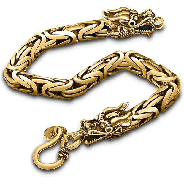 Vintage Men's Jewelry Hip-hop Punk Double Dragon Head Keel Bracelet Retro Exaggerated Animal Accessories Party Gift Wholesale