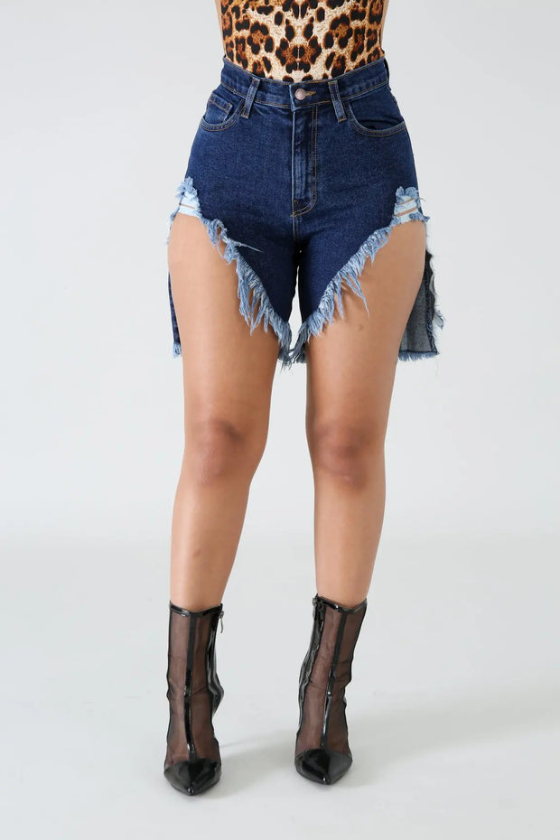 Summer Fashion Women's High Waist Denim Shorts Ladies Casual Street Distressed Frayed Fringed Sexy Jeans Short Pants