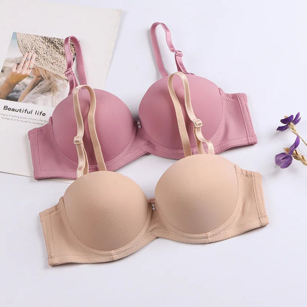 New Women's Cotton Bra Fashion Push Up Comfort Underwear Sexy Solid Color Half Cup Brassiere Small Chest Female Sexy Lingerie