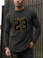 Men's Long-Sleeved T-Shirt Casual Round Neck Printed Top Versatile Fashion Summer Clothing