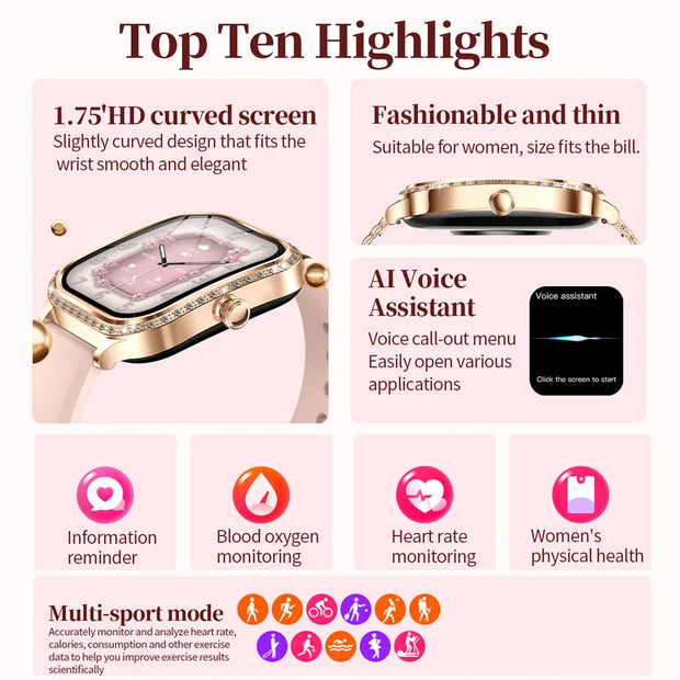 HUAWEI FIT3 Smart Watch for Women with 1.75" HD Display Heart Rate and Sport Fitness Tracker IP68 Waterproof BT Call Function Perfect Gift for Ladies