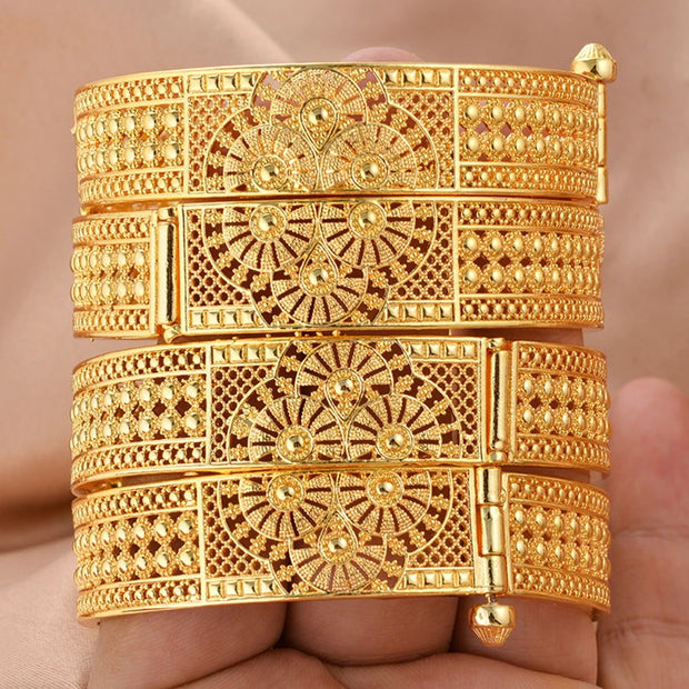 Ethiopian Gold Color Bangle for Women Eye Catching Short African Jewelry Bracelet for Girls Wedding Gift from Middle East