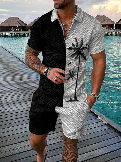 Summer Hawaii 3D Print Polo Shirts Shorts Sets Men's Fashion Oversized Short Sleeve Shirt Pants Set Suits Man Tracksuit Clothing