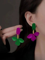 New Fashionable And Exquisite Retro Exaggerated Flower Shape Lacquered Earrings For Temperament Ladies Jewelry Gifts Wholesale