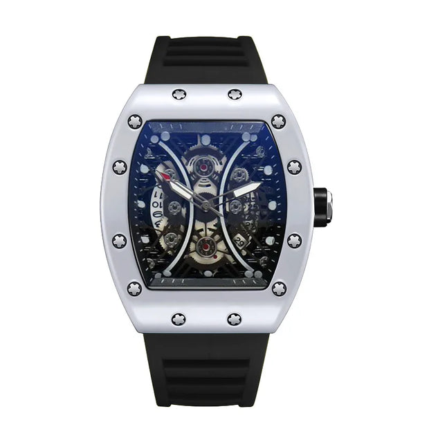 Men's Luxury Brand Light Wine Barrel Dial Quartz Sports Watch Night Glow Calendar Fashionable Design for Nighttime Use