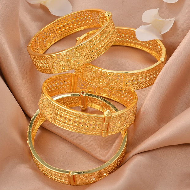 Ethiopian Gold Color Bangle for Women Eye Catching Short African Jewelry Bracelet for Girls Wedding Gift from Middle East