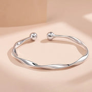 Fashion 925 Sterling Silver Woman Cuff Bracelet Open Leaf Shaped Adjustable Charm Bangle Bracelets Luxury Party Jewelry Gifts