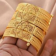 Ethiopian Gold Color Bangle for Women Eye Catching Short African Jewelry Bracelet for Girls Wedding Gift from Middle East