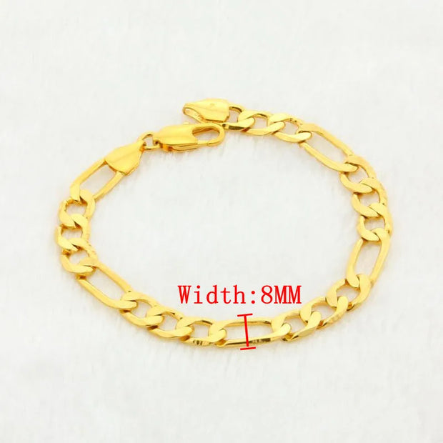 Forever Not Fade 24K Gold Filled Jewelry Bracelets for Men Women Pulseira Feminina Bizuteria Joyas Wedding Fine Bracelets 10MM