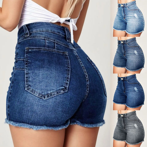 2024 Chic Women's Summer High Waisted Mini Denim Shorts: Sexy Bodycon Skirt for Club Party Wear Slim Fit