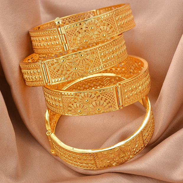 Ethiopian Gold Color Bangle for Women Eye Catching Short African Jewelry Bracelet for Girls Wedding Gift from Middle East