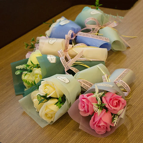 Valentine'S Day Artificial Flower Rose Soap Bouquet Gift Box Teddy Bear Flower Creative Valentine'S Day Gift Home Decoration