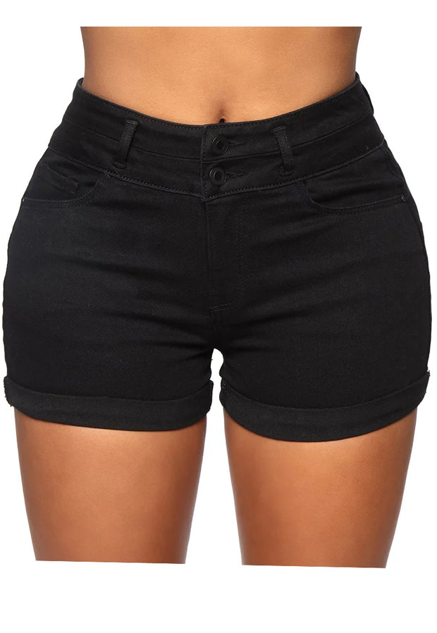 2023 Summer Fashion Women's High Waist Black and White Stretch Denim Shorts Sexy Slim Fit Stretch Jeans Shorts