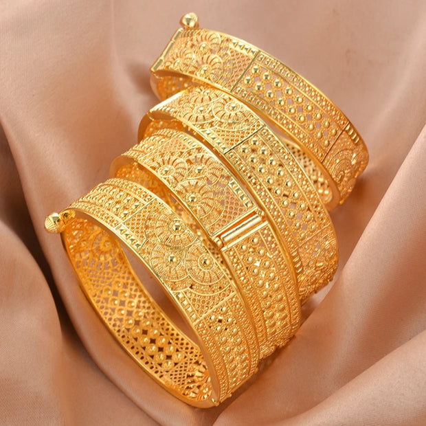 Ethiopian Gold Color Bangle for Women Eye Catching Short African Jewelry Bracelet for Girls Wedding Gift from Middle East