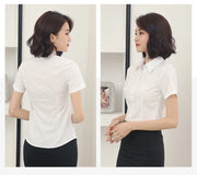 Summer Women's Office Lady Button Up White Slim Fit Basic Shirt Minimalist Short Sleeve Work Top for Women Clothing