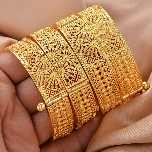 Ethiopian Gold Color Bangle for Women Eye Catching Short African Jewelry Bracelet for Girls Wedding Gift from Middle East