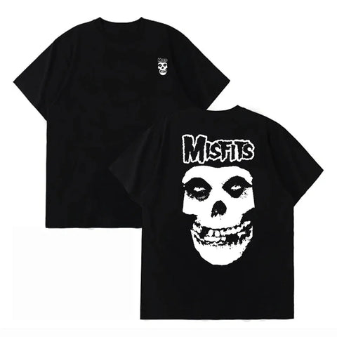 Punk Skull Misfits Band Graphic T-Shirt Unisex Short Sleeve 100% Cotton Cool Design Streetwear Top for Men