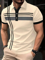 Fashion Stripe Print Polo T Shirt For Men