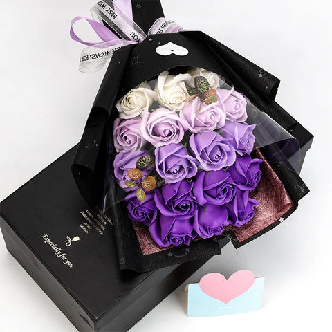 Hand Made Artificial 18 heads Rose Flowers Bouquet Gift Box Home Decoration Creative Valentine Birthday Party Graduation Gifts