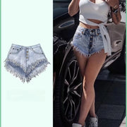 Single Breasted A-line Denim Wide Leg Shorts for Women's Summer High Waisted Fringed Fur Edge Washed Jeans Shorts