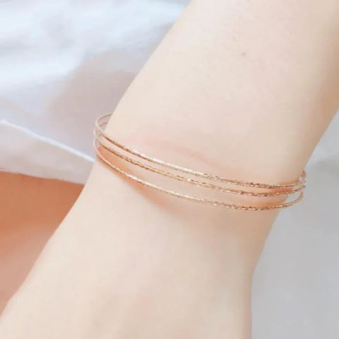 Plated 14K Rose Gold Three-layer Charm Bracelet Fashion Classic Creative Wedding Jewelry Women Accessories