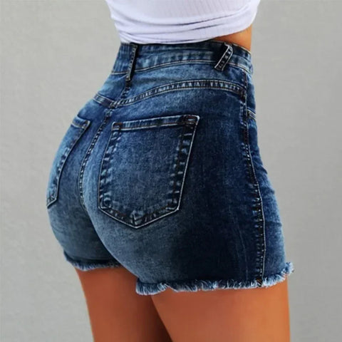 High Waist Hot Pants Women's Jeans Available in Multiple Colors Women's Denim Stretch Shorts Stretch Tassel Distressed