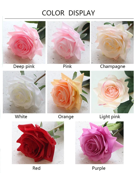 15pc Real Touch Rose Branch Latex Artificial Rose Bouquet Decor Home Wedding Party Valentine's Day Birthday Gift Fake Flowers