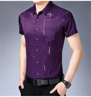 New Men's Business Casual Short Sleeved Shirt No Iron and Wrinkle Resistant Top