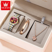 OLEVS 6706 Automatic Mechanical Wristwatch for Women Luxury Flower Diamond Dial Waterproof Ladies Hand Clock